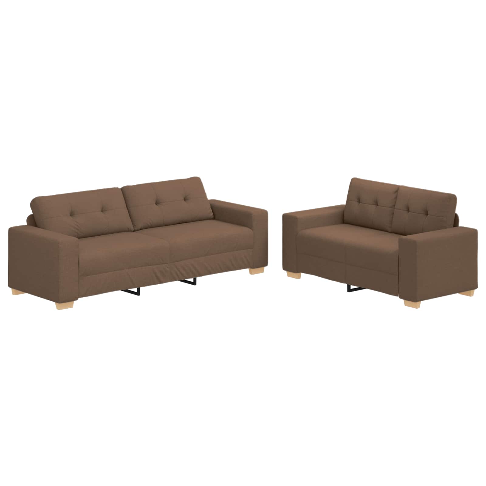 Sofa 2 pcs Brun Linned-blandet stof