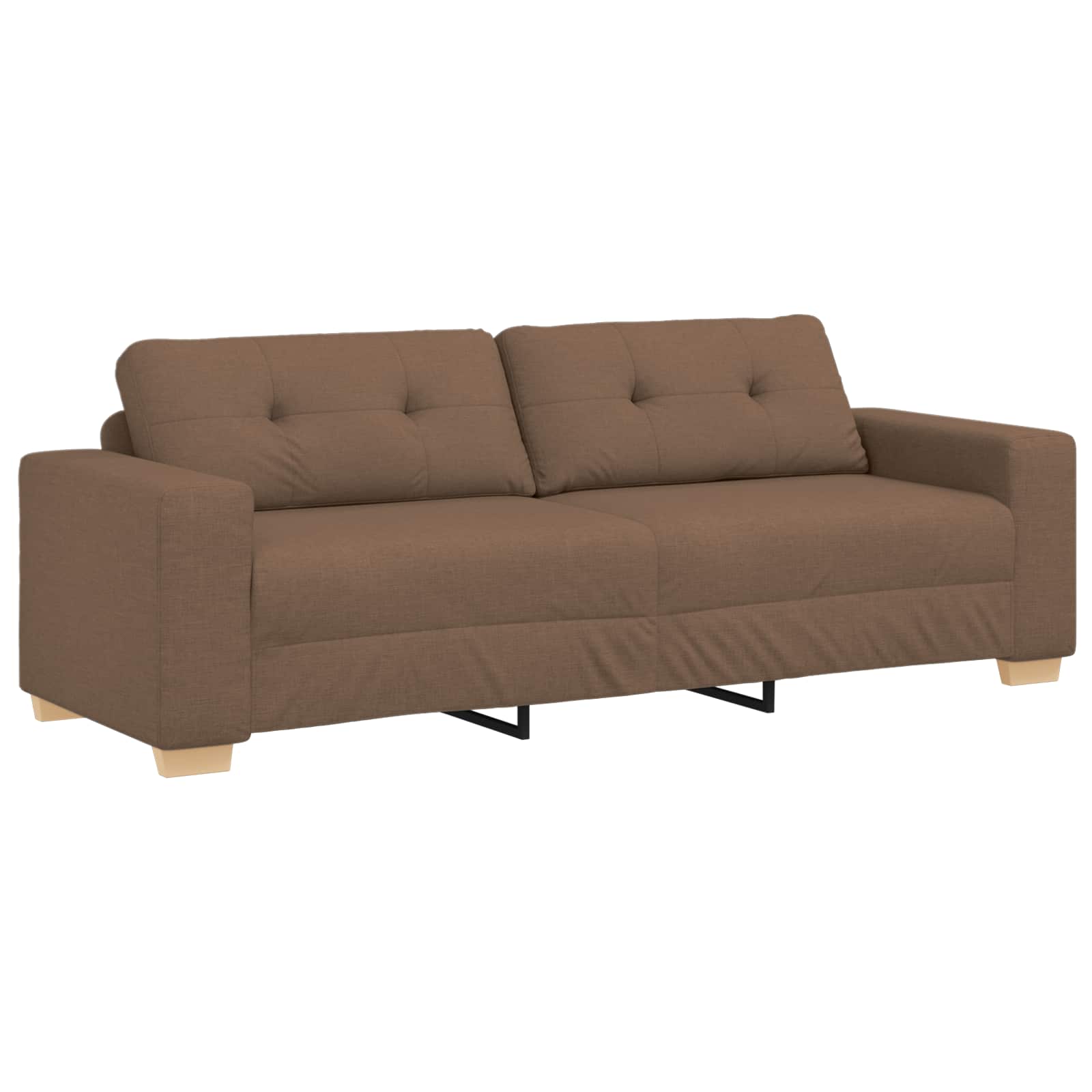 Sofa 2 pcs Brun Linned-blandet stof
