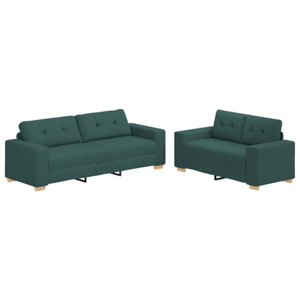 Sofa 2 stk. Mørkegrøn Linned-blandet stof