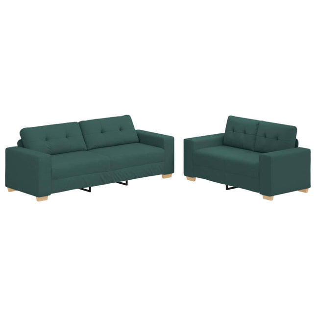 Sofa 2 stk. Mørkegrøn Linned-blandet stof