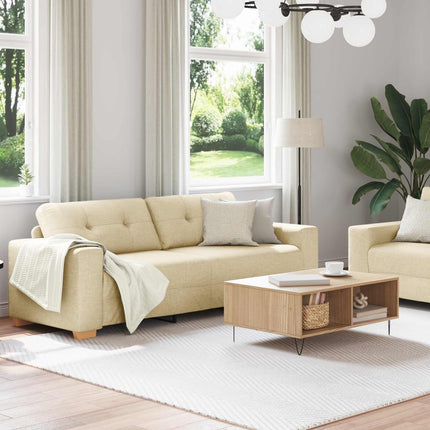 Sofa 2 stk. Creme Linned-blandet stof
