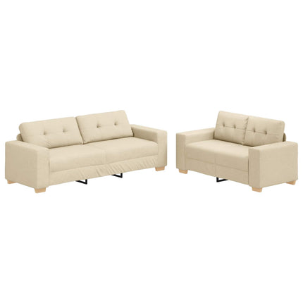 Sofa 2 stk. Creme Linned-blandet stof
