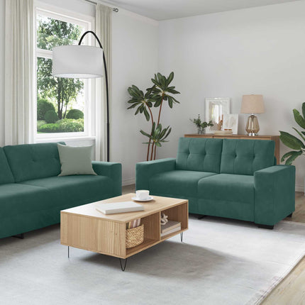 Sofa 2 stk. Mørkegrøn Fløjl