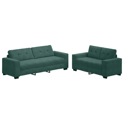 Sofa 2 stk. Mørkegrøn Fløjl