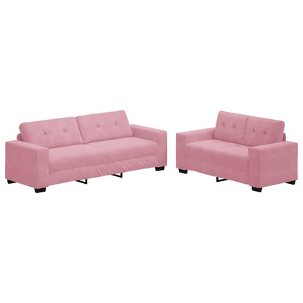 Sofa 2 stk. Lyserød Fløjl
