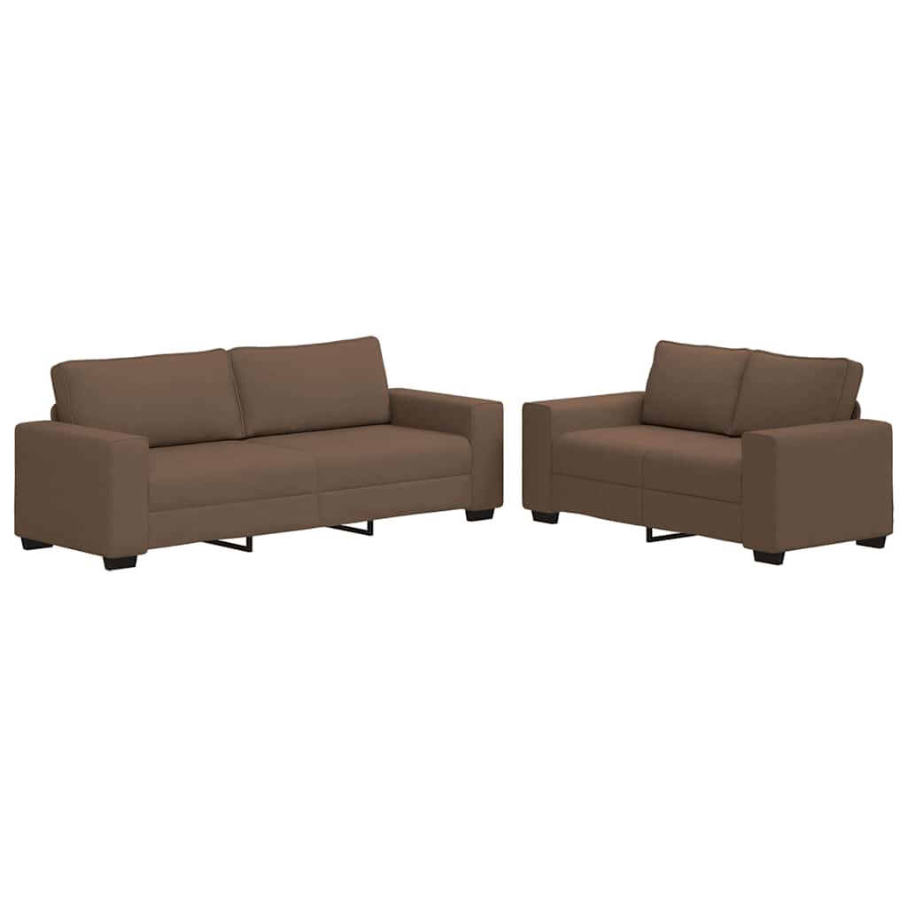 sofasæt 2 dele med hynder stof brun