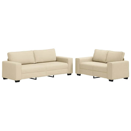 sofasæt 2 dele med hynder stof cremefarvet