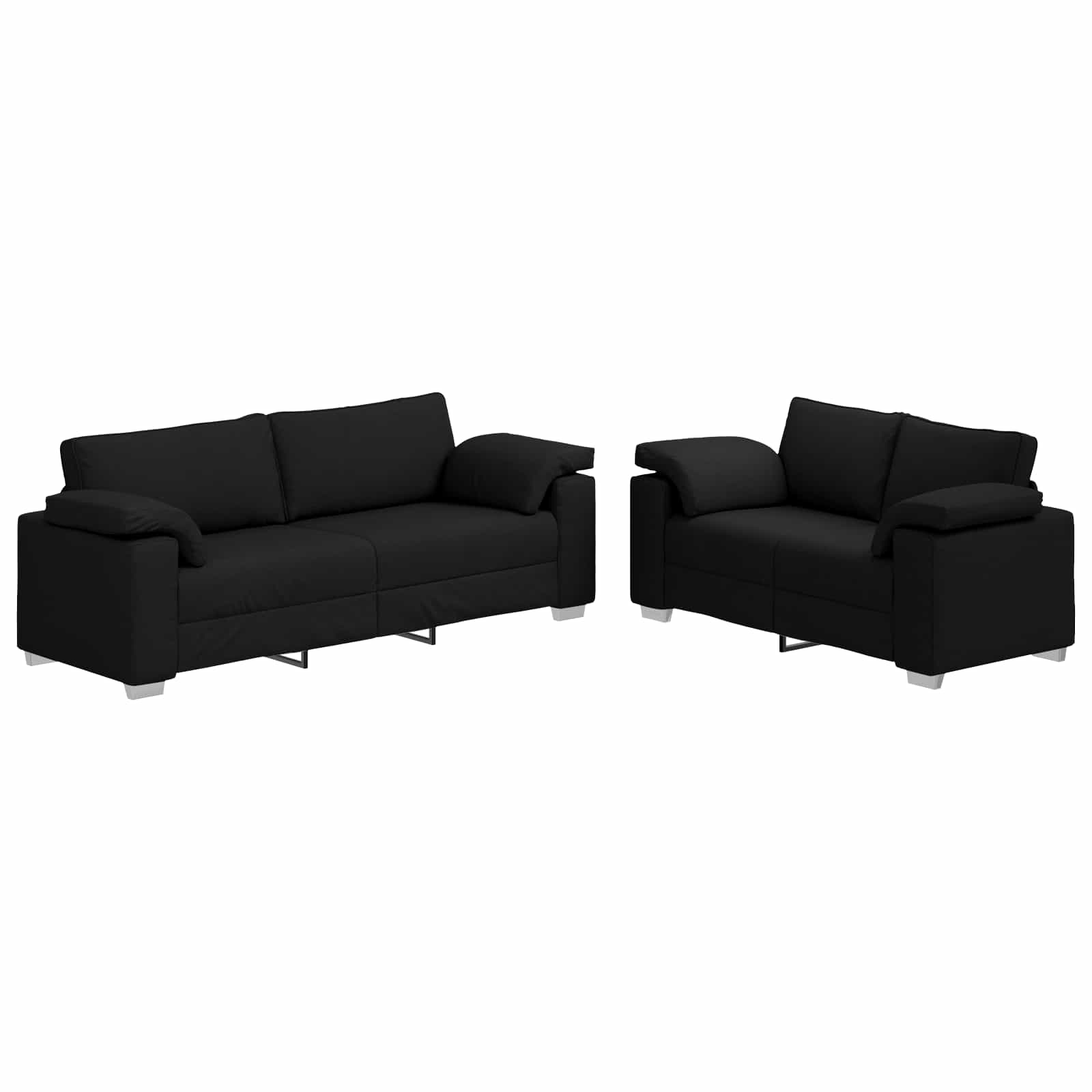 Sofa Sæt 2 pcs Sort 219 x 77 x 82 cm Stof