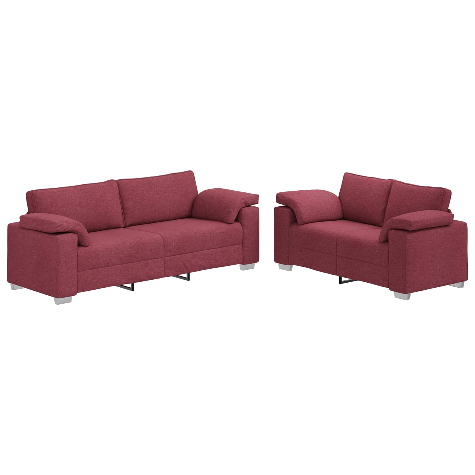 Sofa Sæt 2 pcs Vinrød 219 x 77 x 82 cm Stof