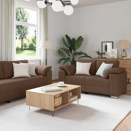 Sofa 2 pcs Brun 219 x 80 x 82 cm Stof