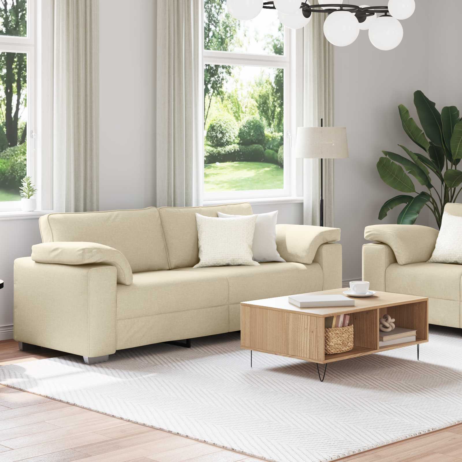 Sofa Sæt 2 pcs Creme 219 x 77 x 82 cm Stof