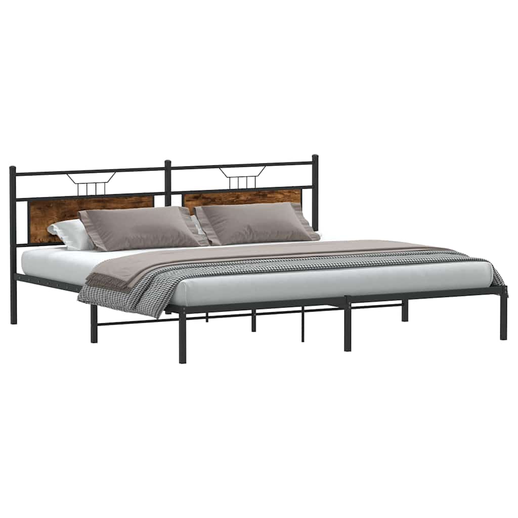 sengeramme uden madras 193x203 cm konstrueret træ røget eg