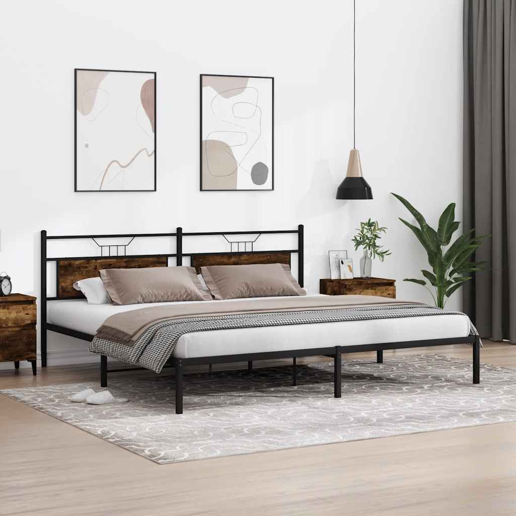 sengeramme uden madras 200x200 cm konstrueret træ røget eg