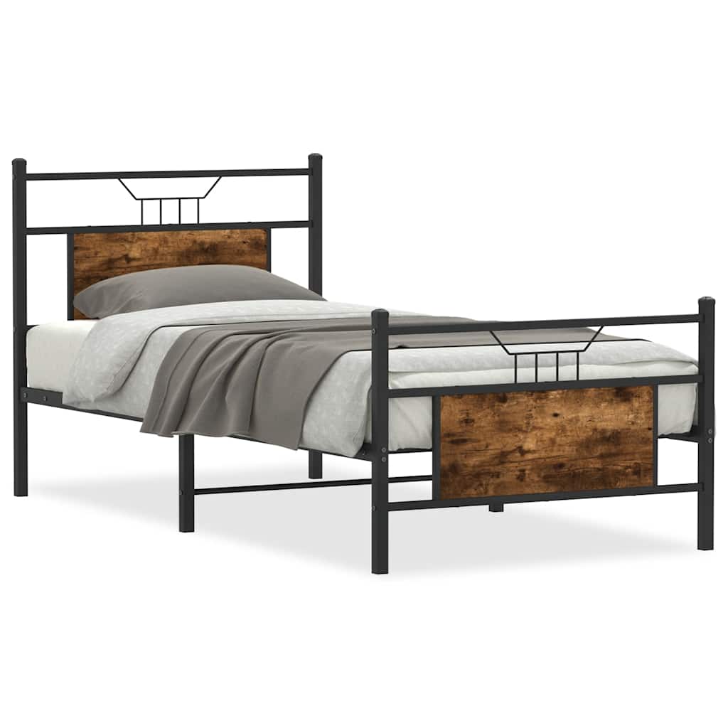 sengeramme 90x190 cm uden madras konstrueret træ røget eg