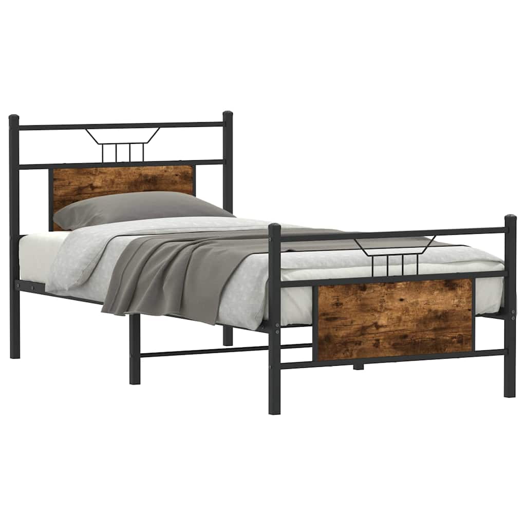 sengeramme 90x190 cm uden madras konstrueret træ røget eg