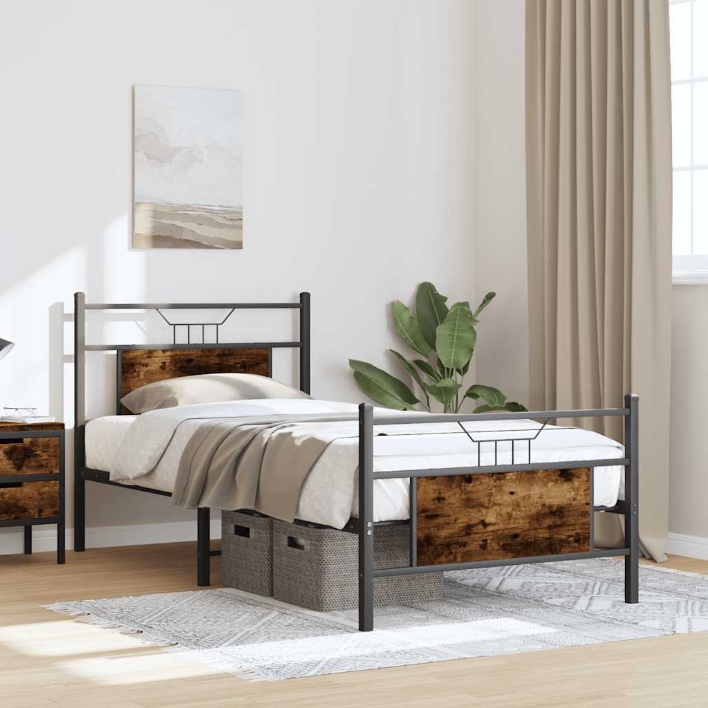 sengeramme 90x190 cm uden madras konstrueret træ røget eg