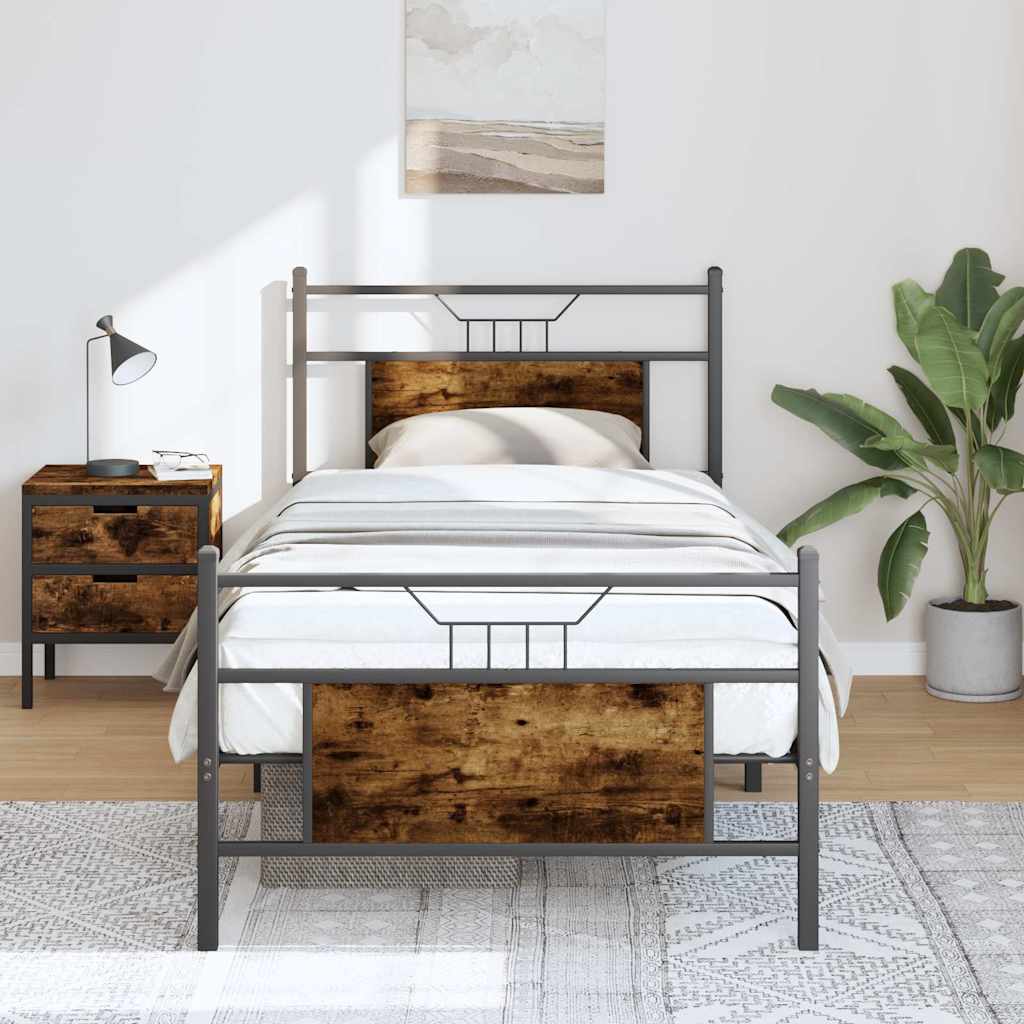 sengeramme 90x190 cm uden madras konstrueret træ røget eg