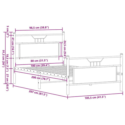 sengeramme 90x200 cm uden madras konstrueret træ røget eg