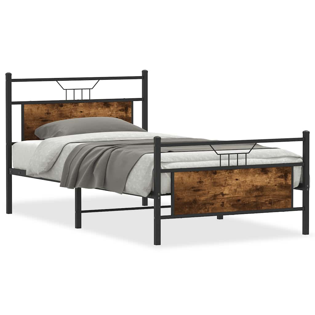 sengeramme uden madras 107x203 cm konstrueret træ røget eg