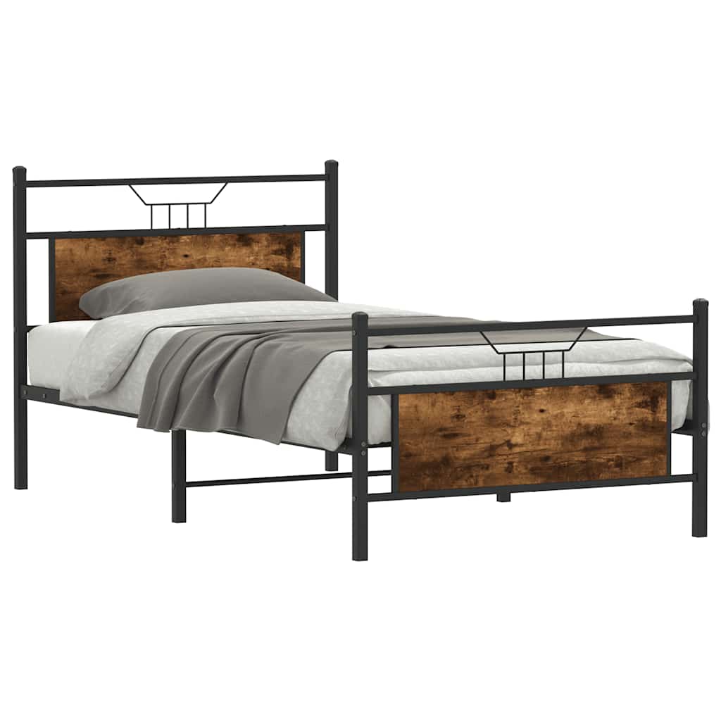 sengeramme uden madras 107x203 cm konstrueret træ røget eg