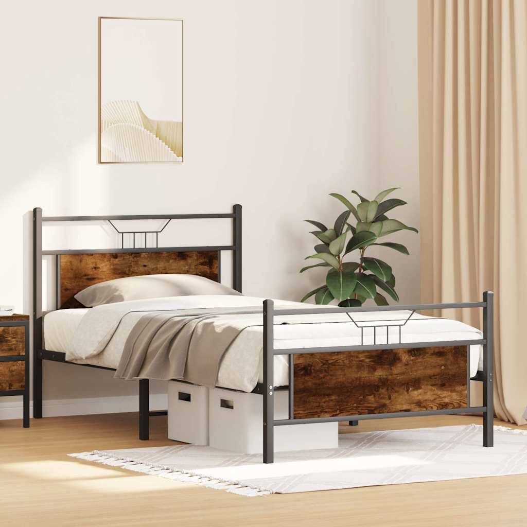 sengeramme uden madras 107x203 cm konstrueret træ røget eg