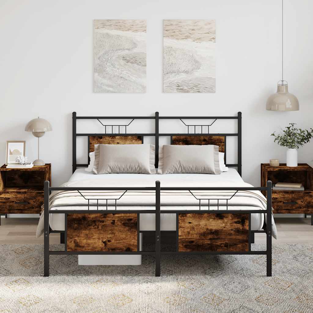 sengeramme 137x190 cm uden madras konstrueret træ røget eg