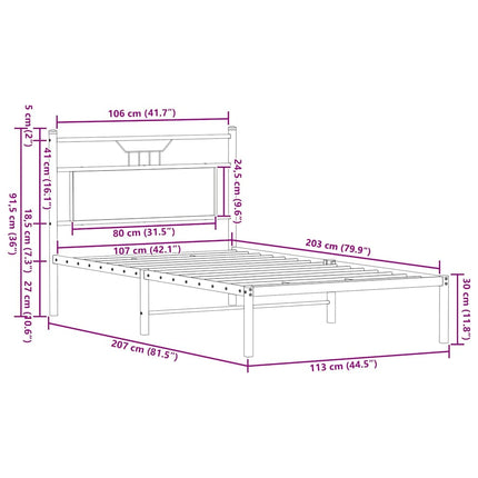 sengeramme uden madras 107x203 cm konstrueret træ sonoma-eg