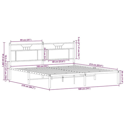 sengeramme uden madras 183x213 cm konstrueret træ sonoma-eg