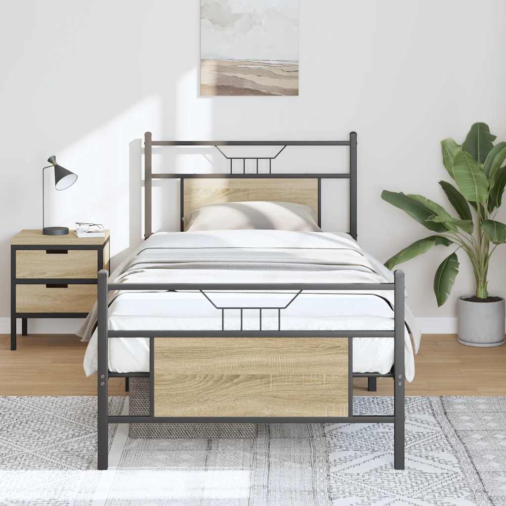 sengeramme 80x200 cm uden madras konstrueret træ sonoma-eg