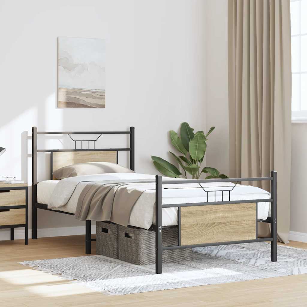 sengeramme 90x200 cm uden madras konstrueret træ sonoma-eg