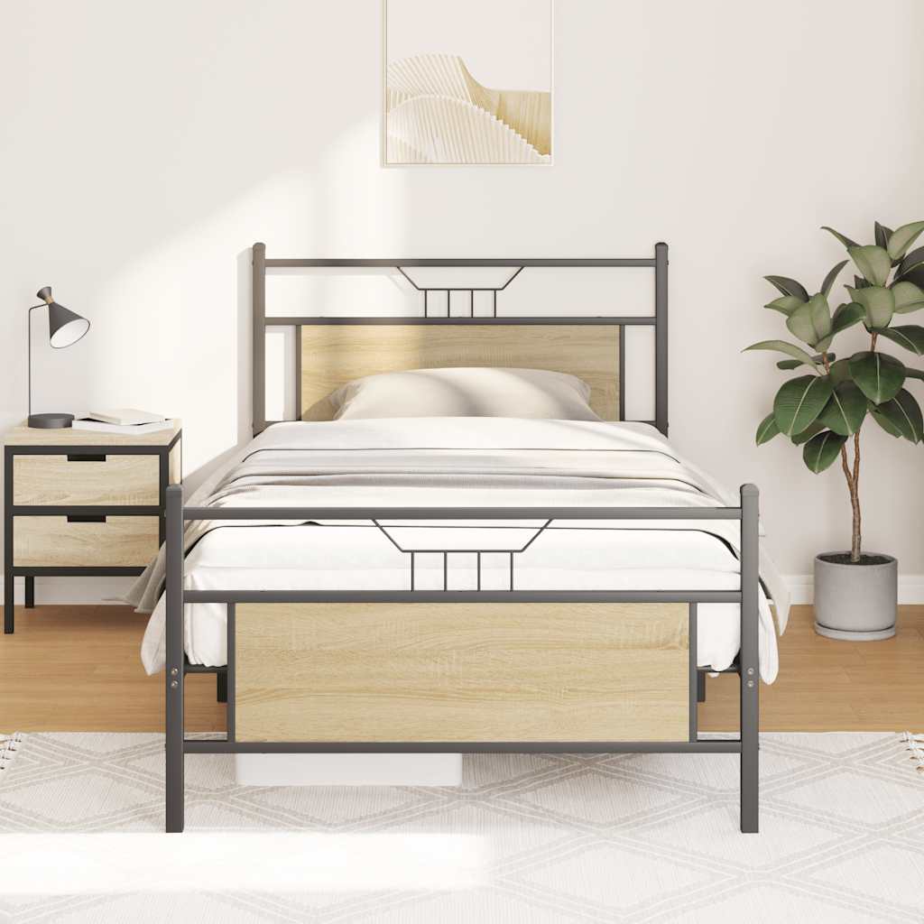 sengeramme uden madras 107x203 cm konstrueret træ sonoma-eg