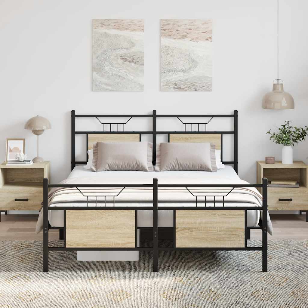 sengeramme 137x190 cm uden madras konstrueret træ sonoma-eg
