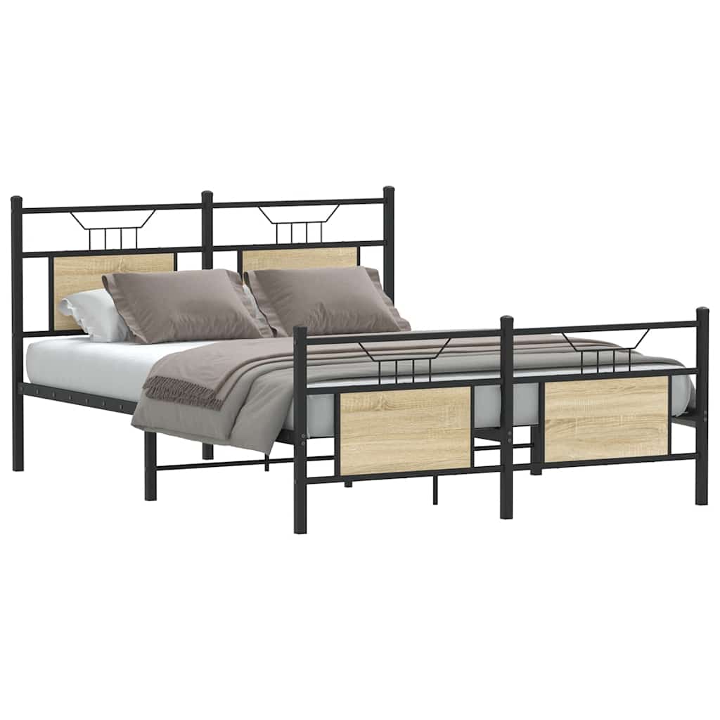 sengeramme 137x190 cm uden madras konstrueret træ sonoma-eg
