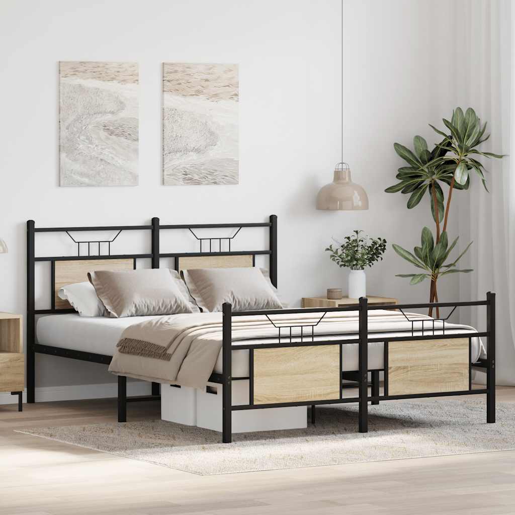 sengeramme 140x190 cm uden madras konstrueret træ sonoma-eg