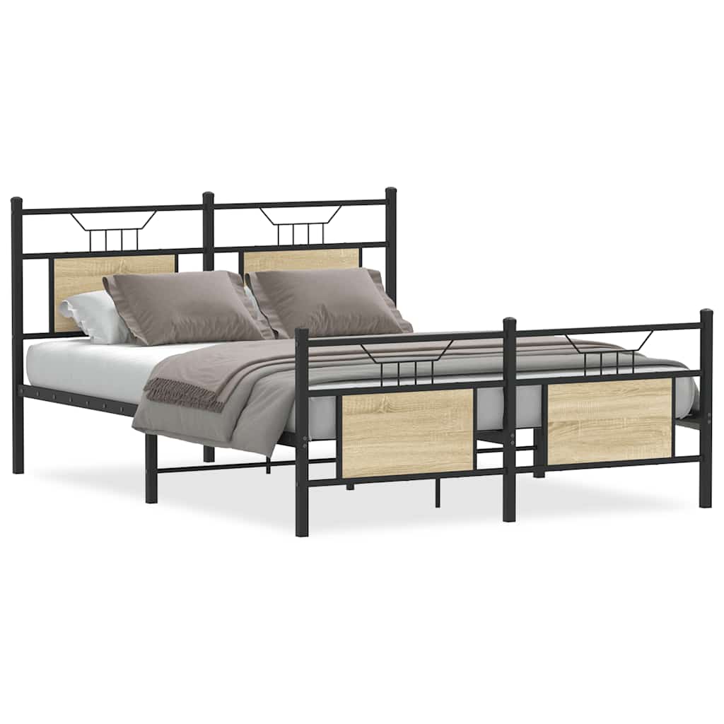 sengeramme 150x200 cm uden madras konstrueret træ sonoma-eg
