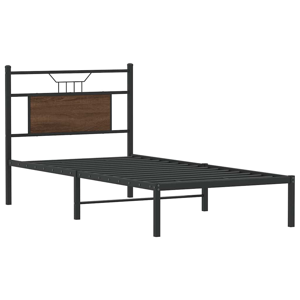 sengeramme 75x190 cm uden madras konstrueret træ brunt eg