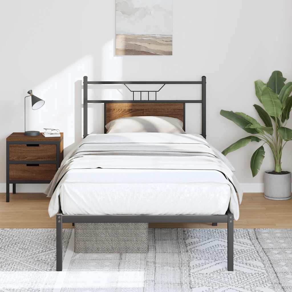 sengeramme 80x200 cm uden madras konstrueret træ brunt eg