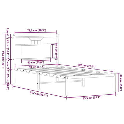 sengeramme 80x200 cm uden madras konstrueret træ brunt eg