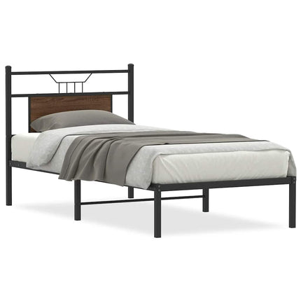 sengeramme 90x190 cm uden madras konstrueret træ brunt eg
