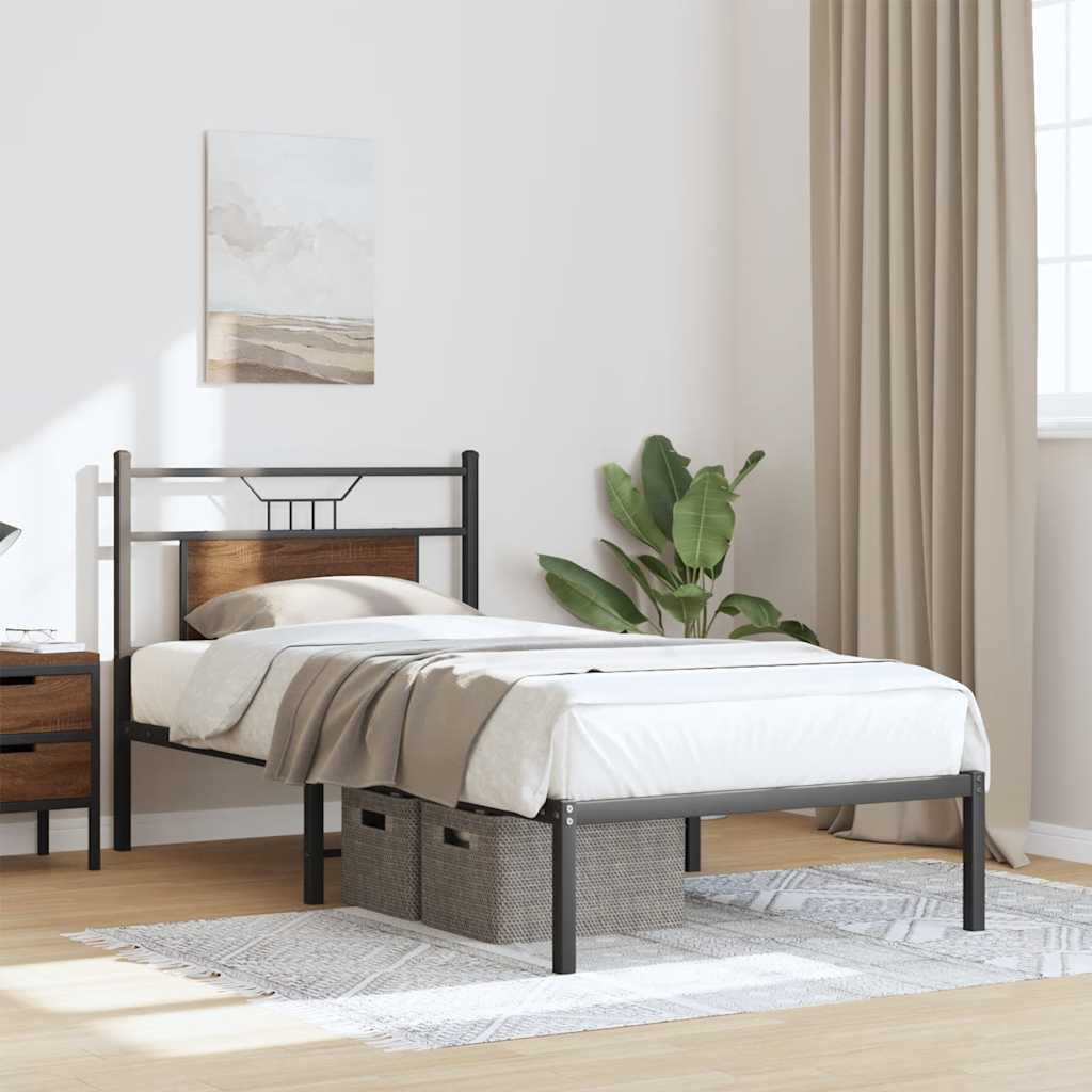 sengeramme 90x190 cm uden madras konstrueret træ brunt eg