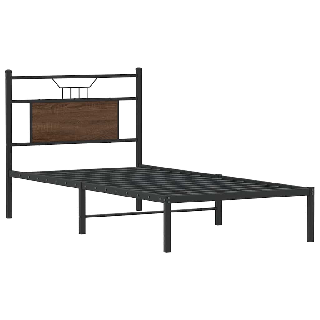 sengeramme 90x200 cm uden madras konstrueret træ brunt eg