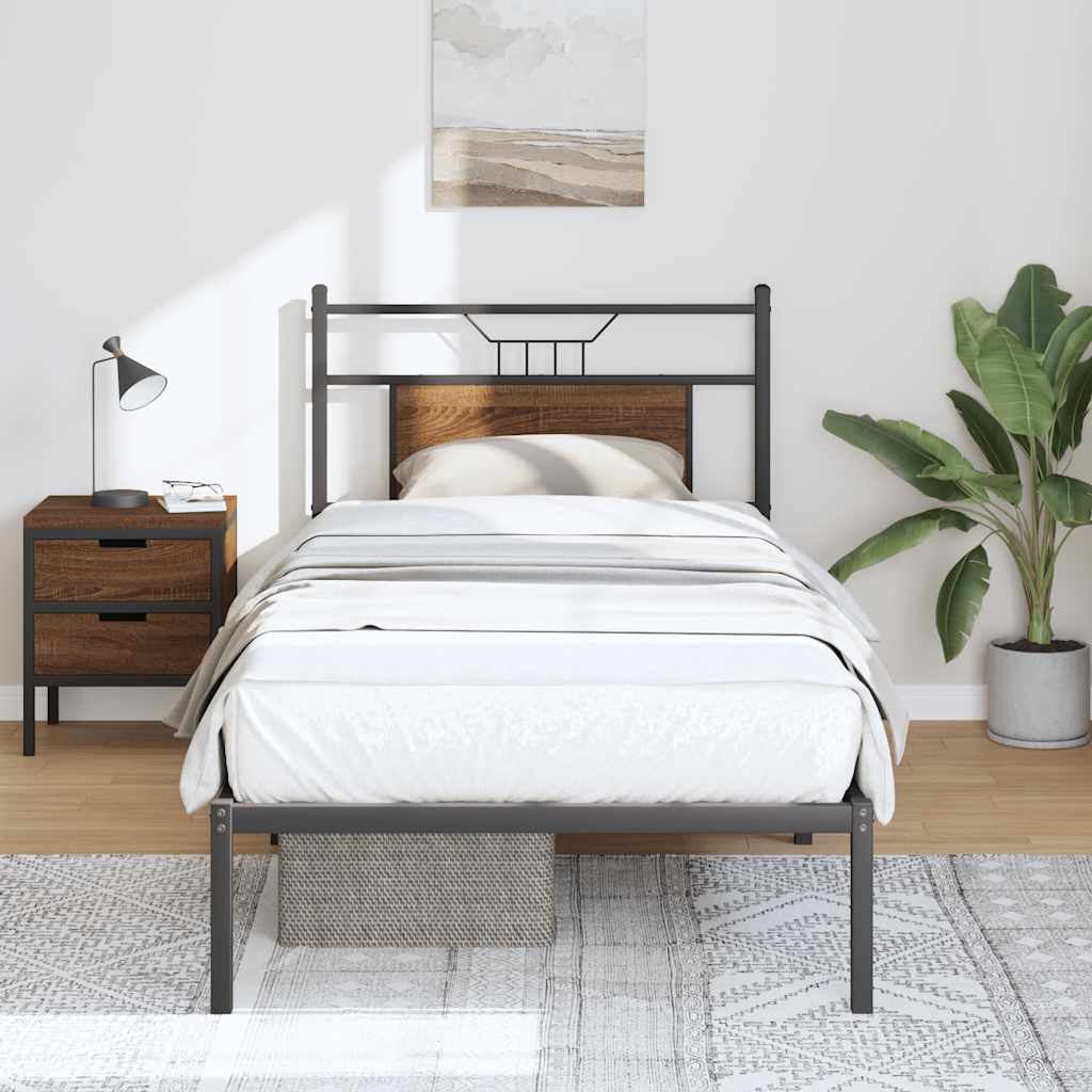 sengeramme 90x200 cm uden madras konstrueret træ brunt eg