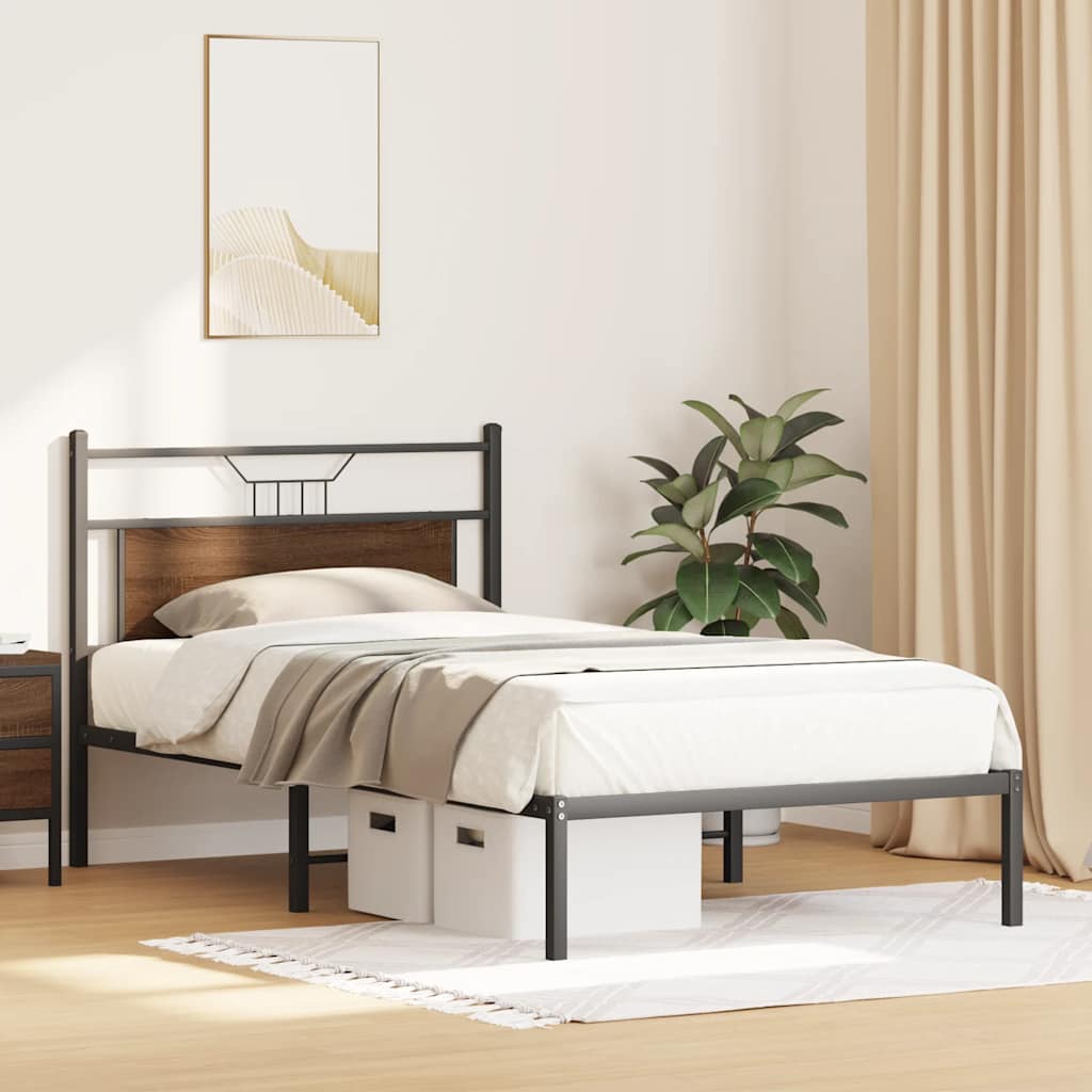 sengeramme 100x200 cm uden madras konstrueret træ brunt eg