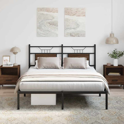 sengeramme 137x190 cm uden madras konstrueret træ brunt eg