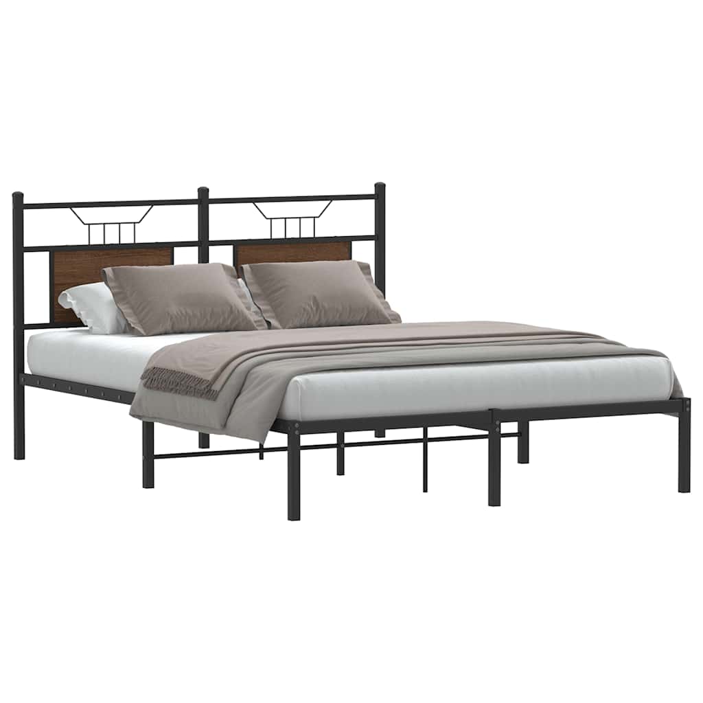 sengeramme 140x190 cm uden madras konstrueret træ brunt eg
