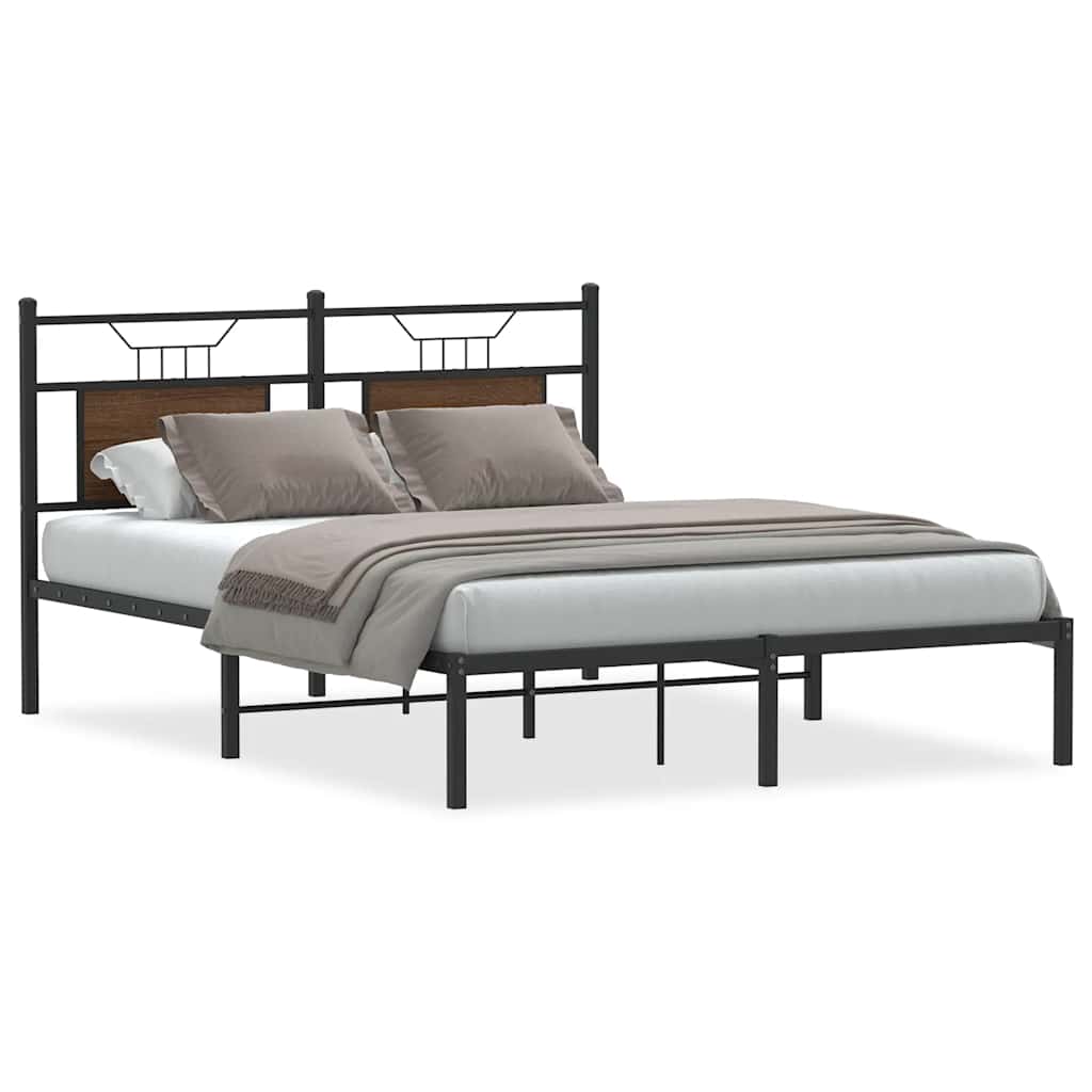 sengeramme 150x200 cm uden madras konstrueret træ brunt eg