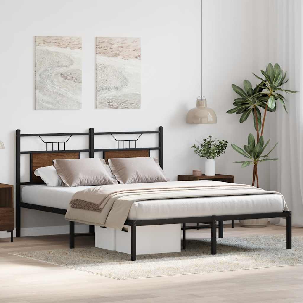sengeramme 150x200 cm uden madras konstrueret træ brunt eg