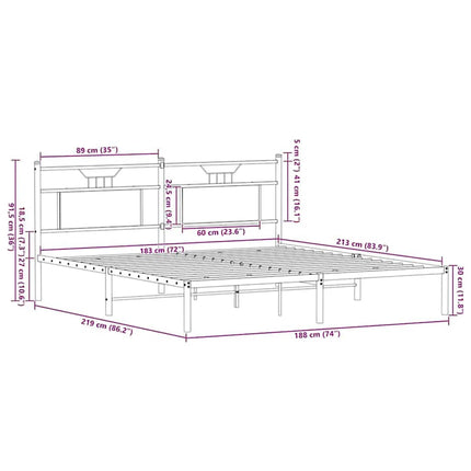 sengeramme uden madras 183x213 cm konstrueret træ brunt eg