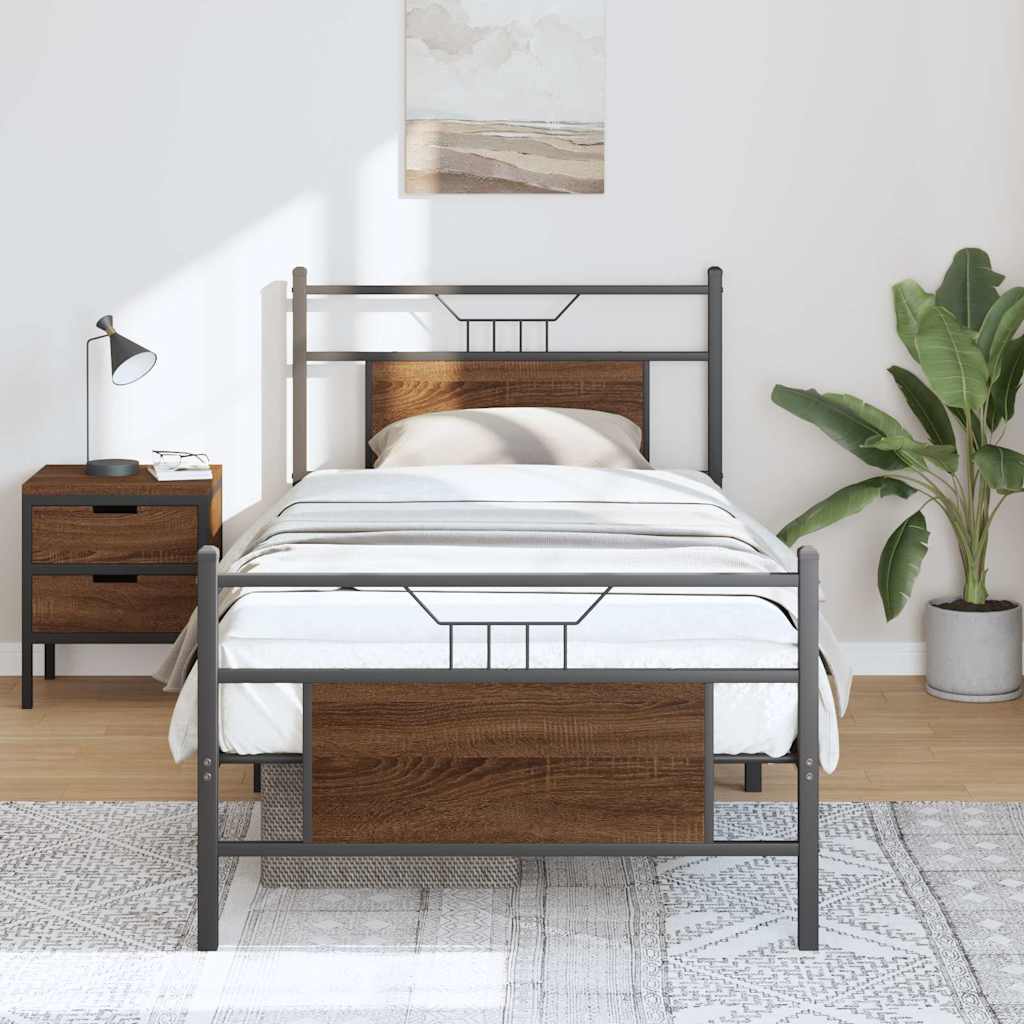 sengeramme 80x200 cm uden madras konstrueret træ brunt eg