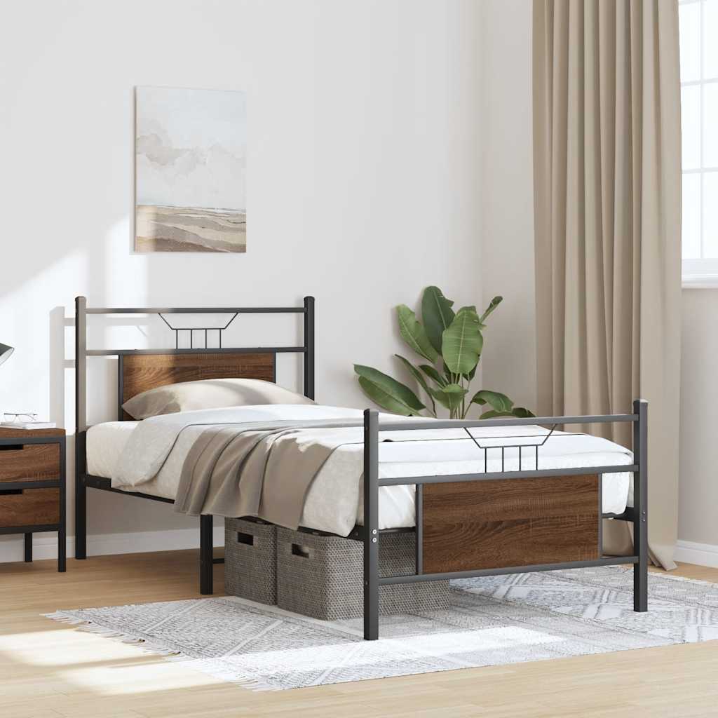 sengeramme 80x200 cm uden madras konstrueret træ brunt eg